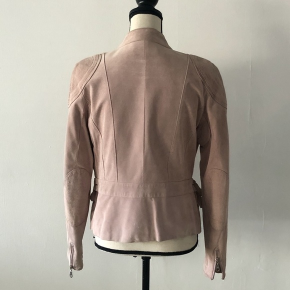 Balmain Light Pink Suede Leather Short Jacket 42 - Picture 5 of 8
